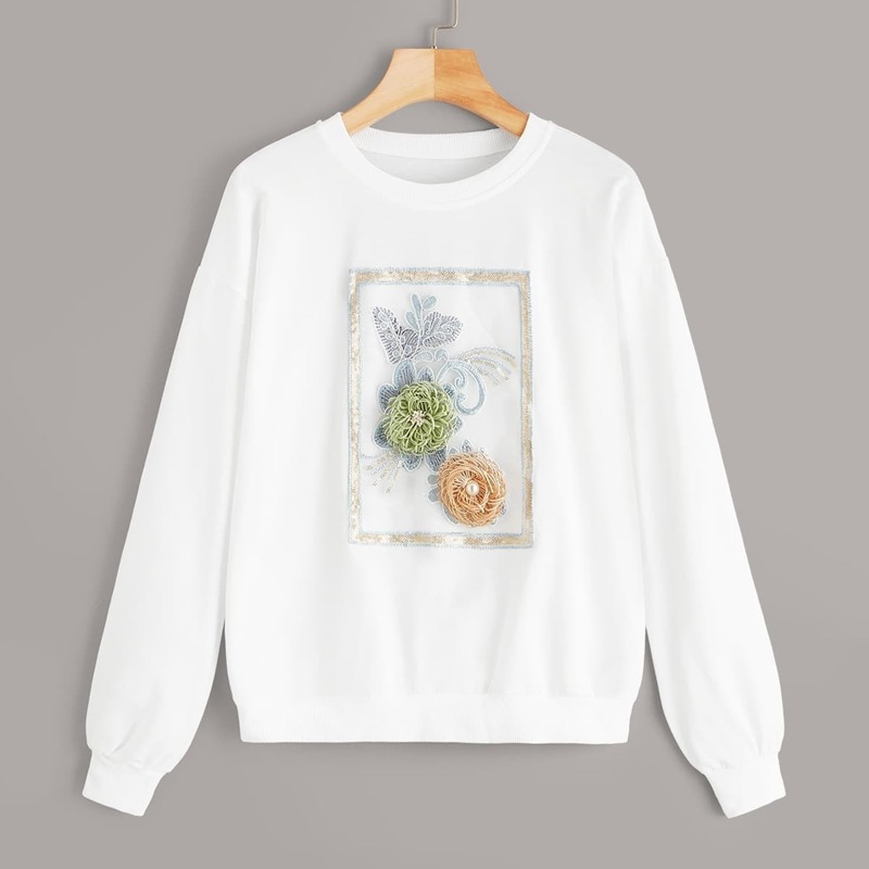 

Applique & Sequin Detail Sweatshirt, White