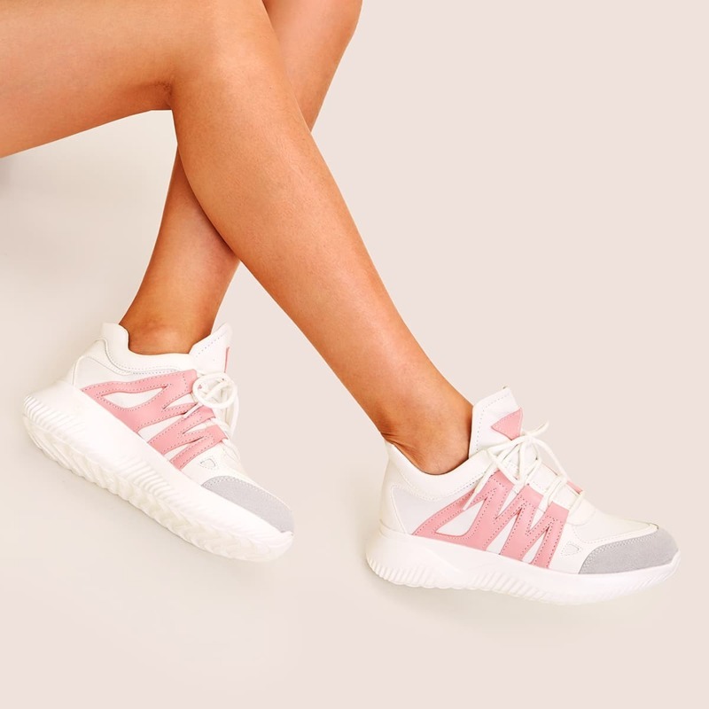 

Lace-up Front Chunky Sole Trainers, Multicolor