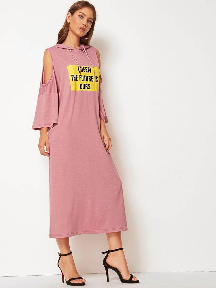 cold shoulder hoodie dress
