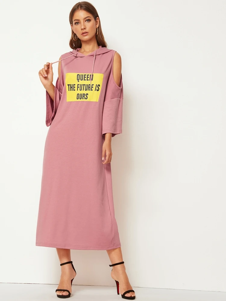 cold shoulder hoodie dress