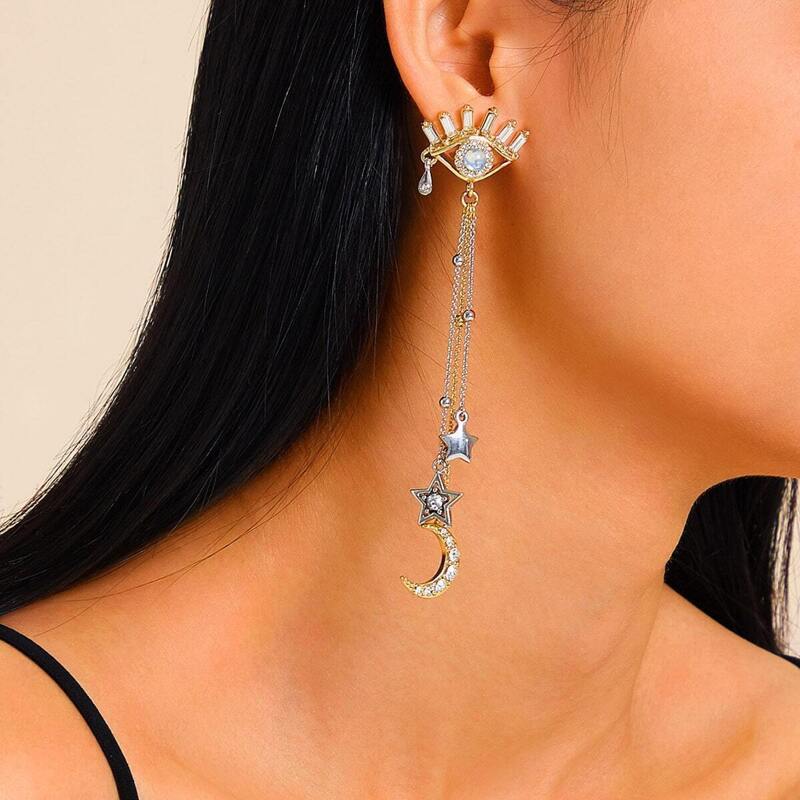 

Eye Decor Star & Moon Drop Earrings 1pair, Multicolor