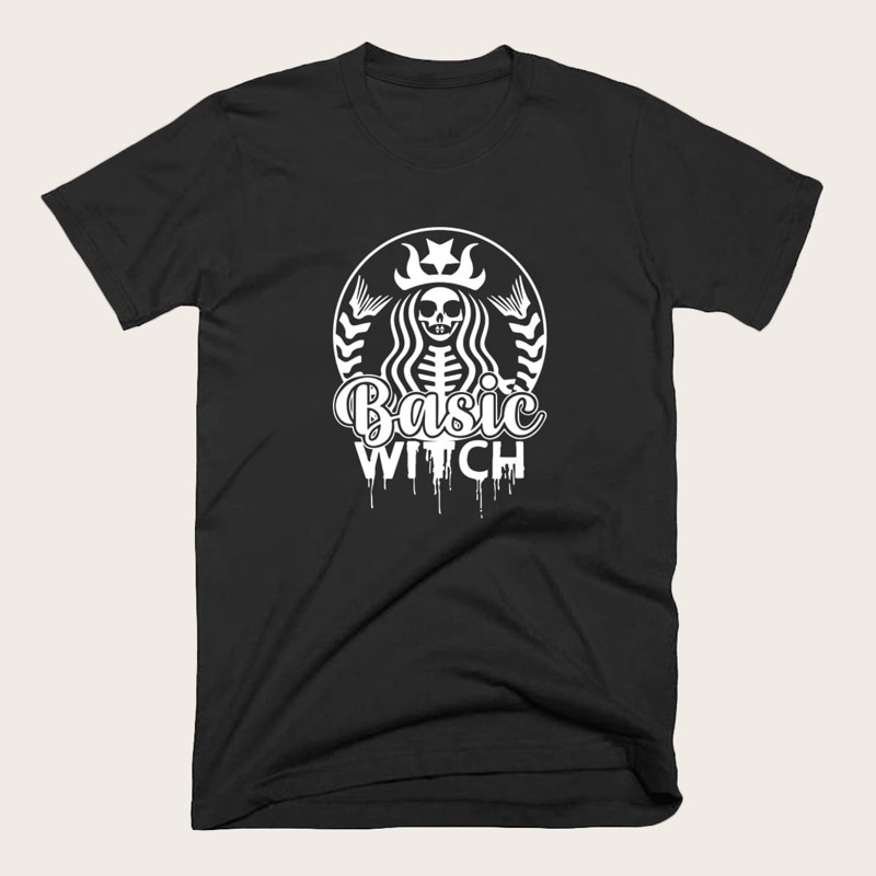 

Guys Letter & Halloween Print Tee, Black