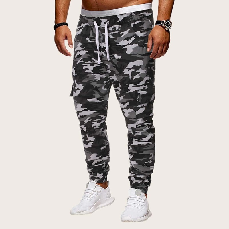

Guys Camo Print Drawstring Waist Pants, Multicolor