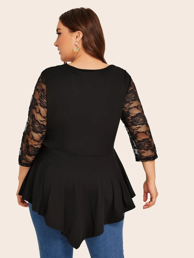 Svart Krås Hem Slätt Tillfällig Plus Size Toppar | SHEIN SE Svart Krås Hem Slätt Tillfällig Klänningar | SHEIN SE