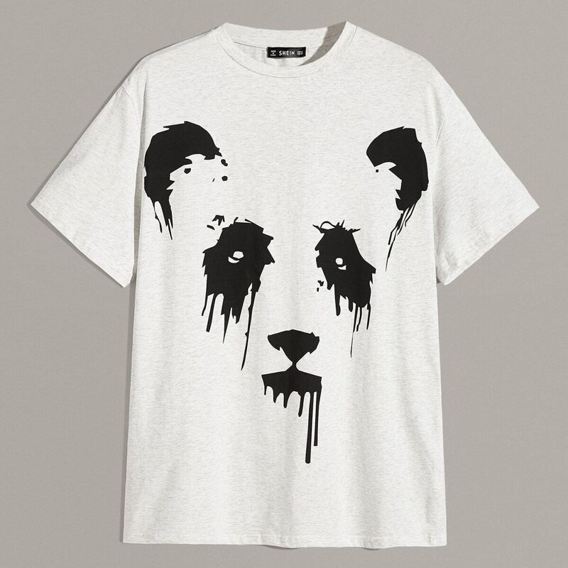

Guys Panda Print Tee, Grey