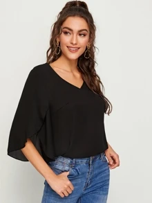 SHEIN Clasi Top unicolor de manga con abertura