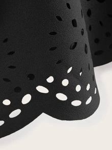 SHEIN LUNE Top unicolor ribete en abanico con abertura - Negro - Ver 3