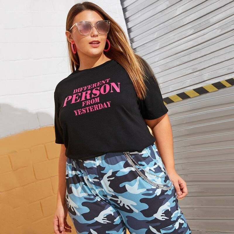 

Plus Letter Print Tee, Black