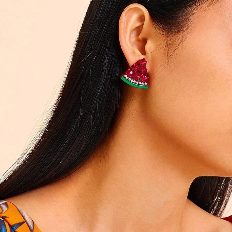 

Watermelon Shaped Stud Earrings 1pair, Multicolor