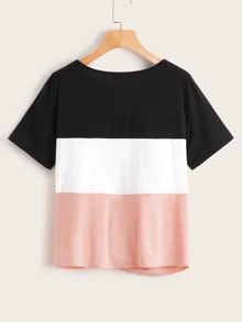 SHEIN EZwear Áo thun Khối Màu Khối Màu Nhiều màu Casual - Nhiều màu - Xem 2