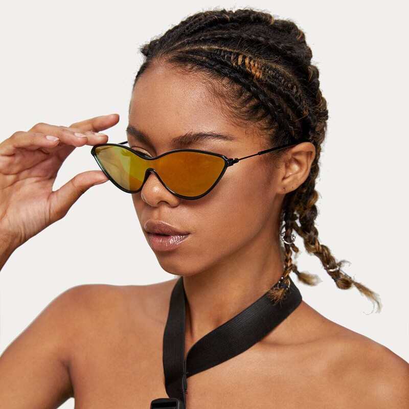 

Cat Eye One Piece Lens Sunglasses, Multicolor