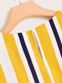 Plus Ruffle Hem Striped Drop Shoulder Blouse