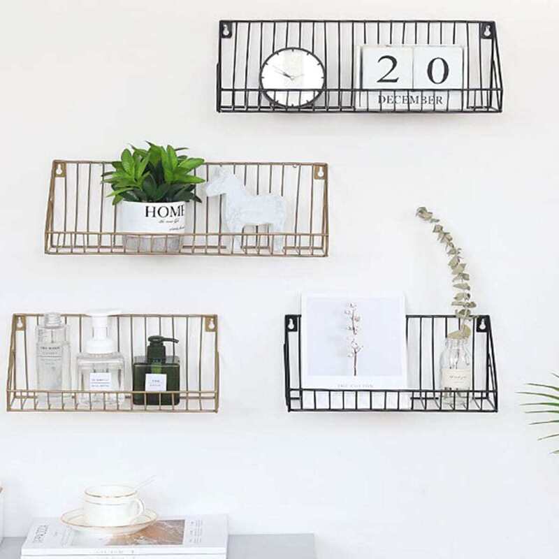 

Iron Grid Wall Mounted Storage Rack, Black