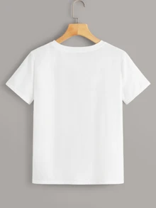 SHEIN Unity Bubblegum Mona Lisa Graphic Tee,Women Summer Tee - White - View 2