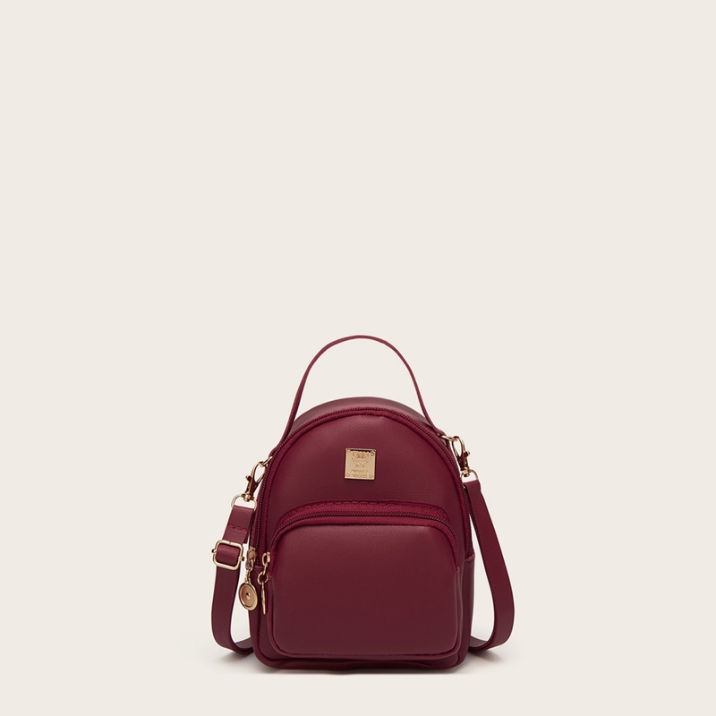 

Curved Top Pocket Front Backpack, Maroon