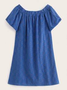 Bardot Eyelet Embroidery Shift Dress