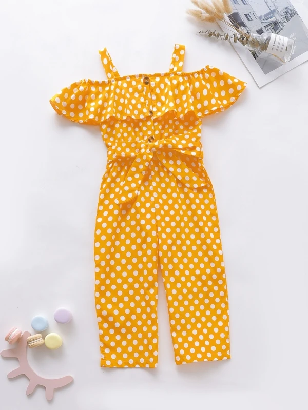 polka dot ruffle jumpsuit