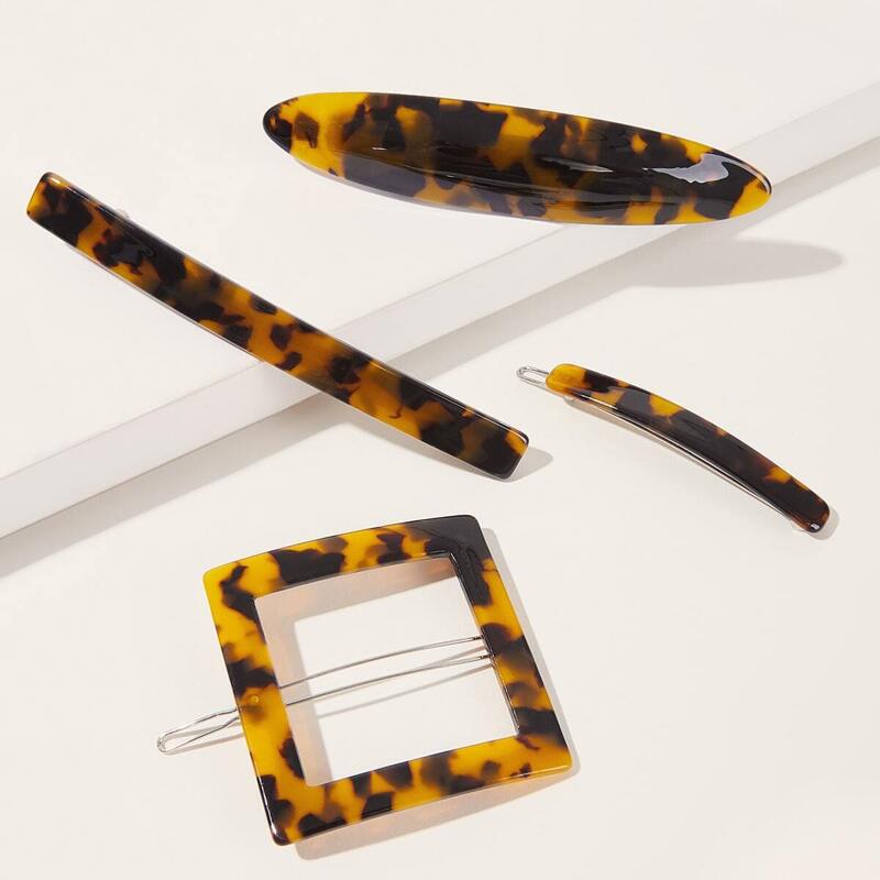 

Tortoiseshell Pattern Hair Clip 4pcs, Multicolor