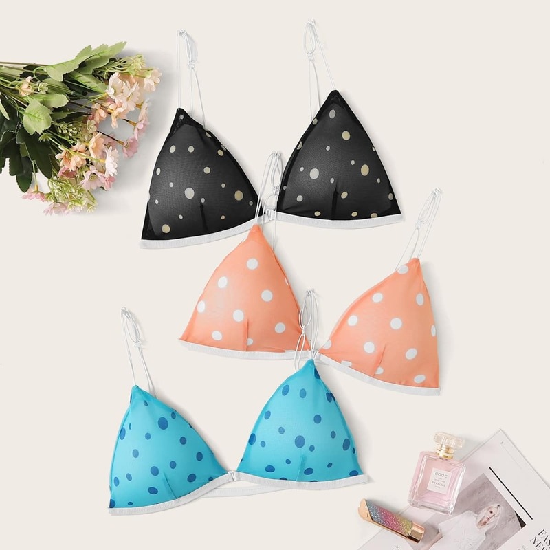 

Polka Dot Triangle Bra Set 3pack, Multicolor