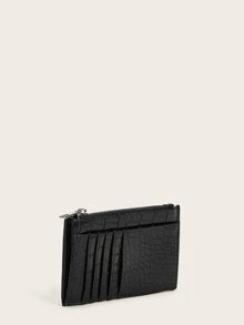 Crocodile Embossed Purse With Card Holder - Black - View 3