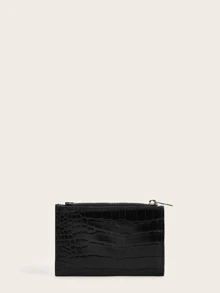 Crocodile Embossed Purse With Card Holder - Black - View 2