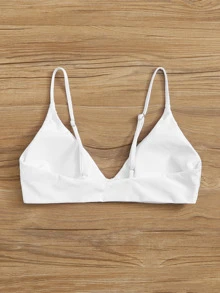 Top de bikini con tirantes finos para las vacaciones de verano en la playa - Blanco - Ver 2