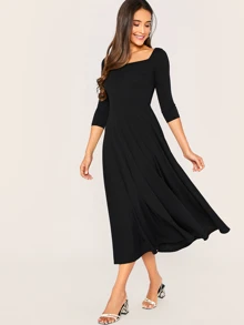 SHEIN Ruched Front Fit And Flare Dress