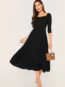 SHEIN Ruched Front Fit And Flare Dress