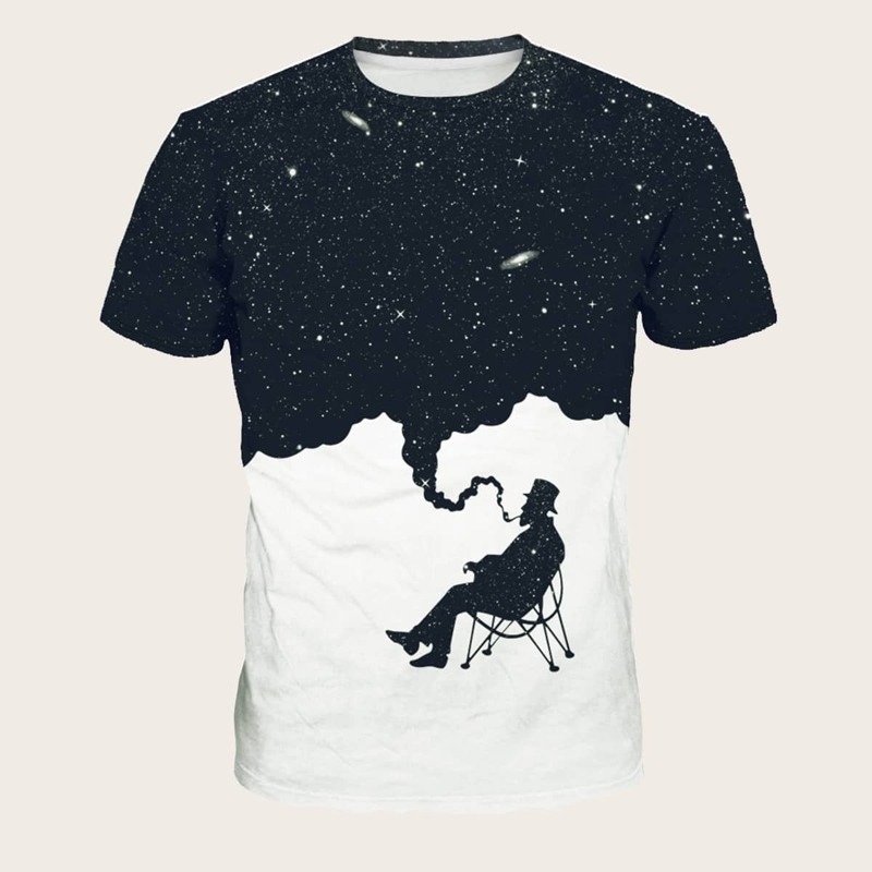 

Guys Galaxy Print Tee, Black and white