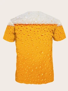 Manfinity Men T-Shirts Fit Crew Neck Short Sleeve Graphic Tee Beer Casual Party Tops Summer Polyester - Mustard Yellow - View 2