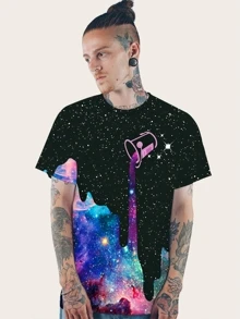 Manfinity 男士3d星系印花tee - 彩色 - 查看 4