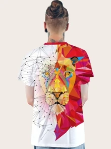 Manfinity LEGND Men 3D Animal & Geometric Print Tee - Multicolor - View 3