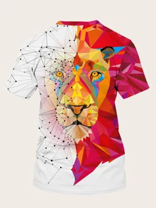 Manfinity LEGND Men 3D Animal & Geometric Print Tee - Multicolor - View 2