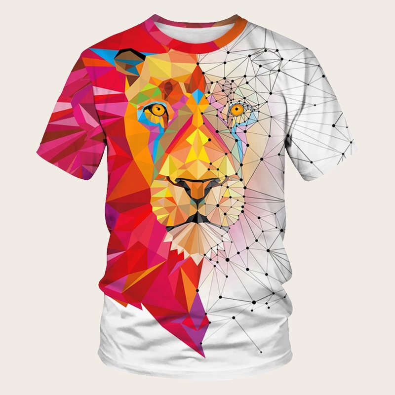

Guys 3D Animal & Geometric Print Tee, Multicolor