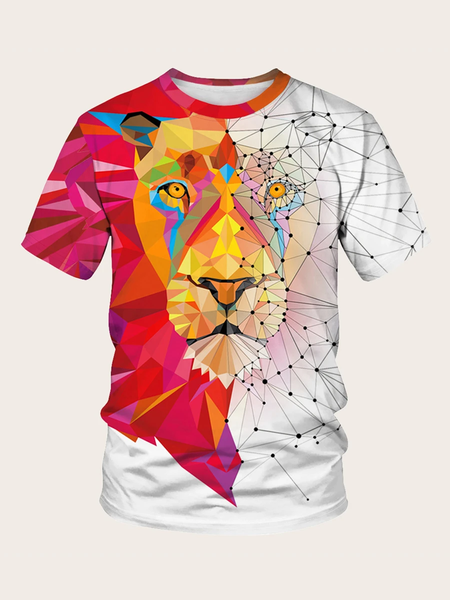 Manfinity LEGND Men 3D Animal & Geometric Print Tee - Multicolor - View 1