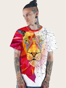 Manfinity LEGND Men 3D Animal & Geometric Print Tee - Multicolor - View 4