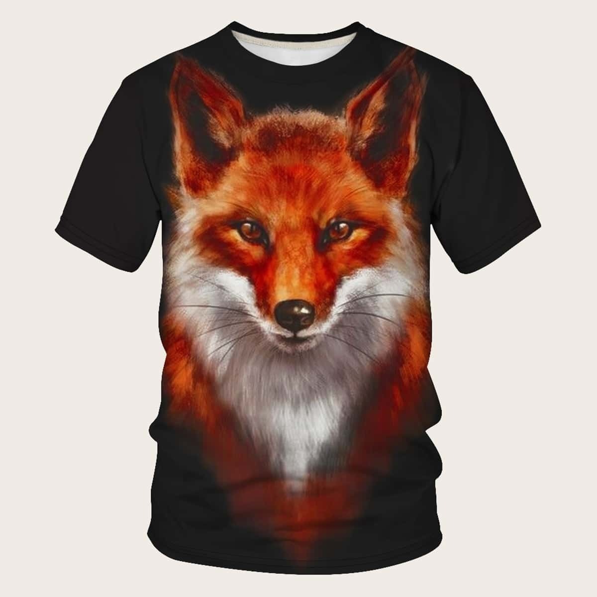 

Guys 3D Fox Print Tee, Black