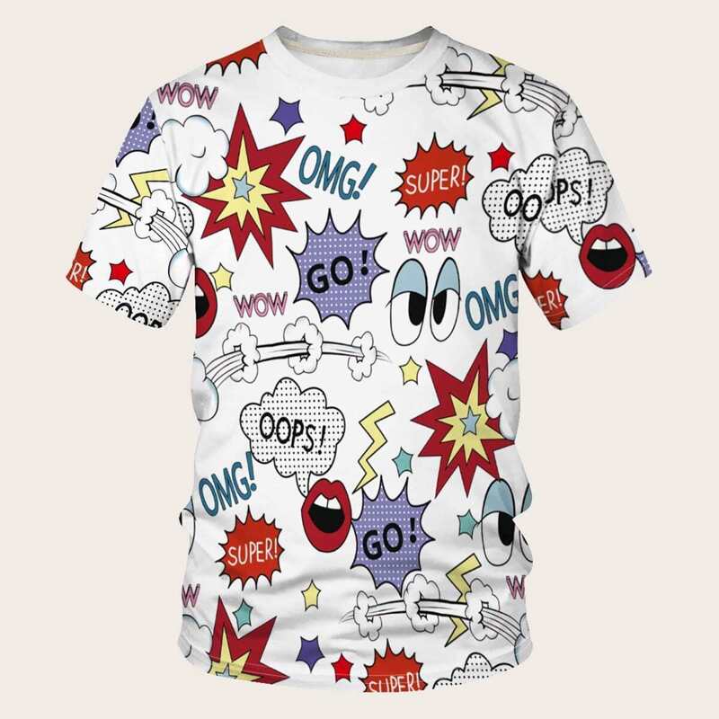 

Guys Allover Cartoon Tee, Multicolor