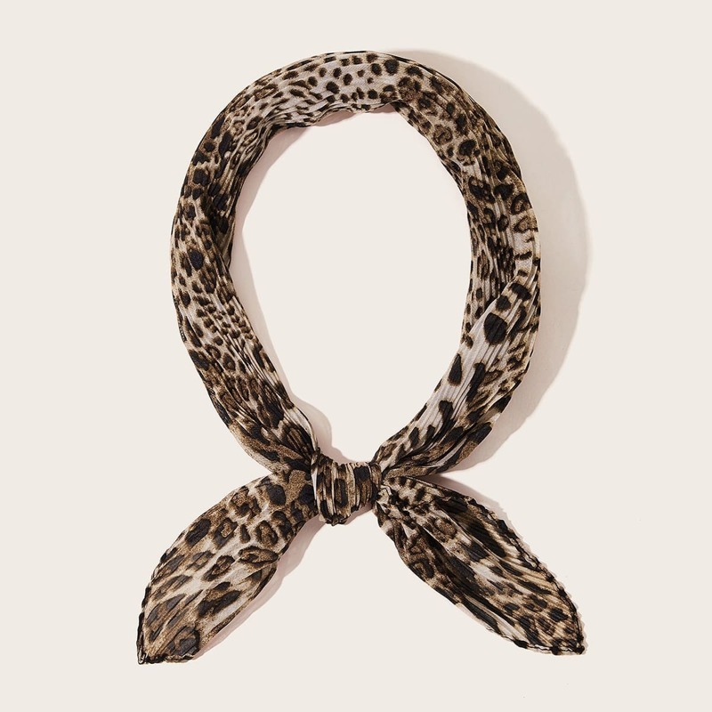 

Leopard Pattern Pleated Bandana, Multicolor