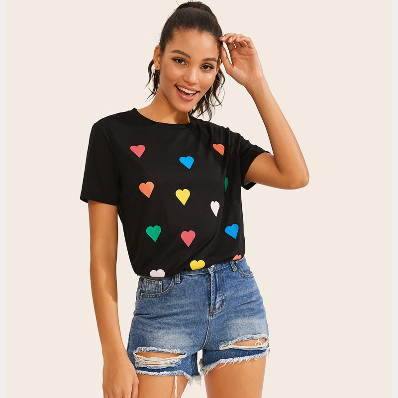 

Heart Print Tee, Black