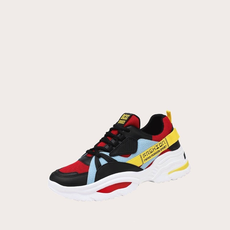 

Guys Color Block Chunky Sole Trainers, Multicolor