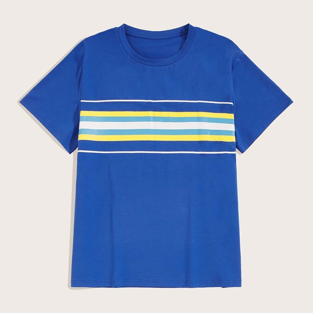 

Guys Contrast Striped Tee, Blue