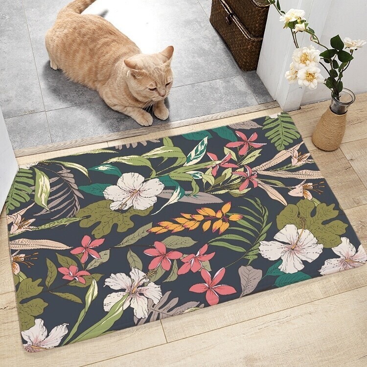 

Floral Overlay Print Floor Mat, Multicolor
