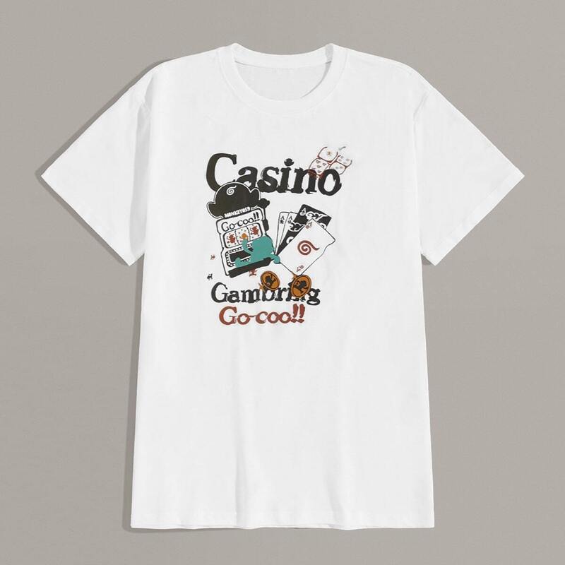 

Guys Letter And Cartoon Print Tee, White