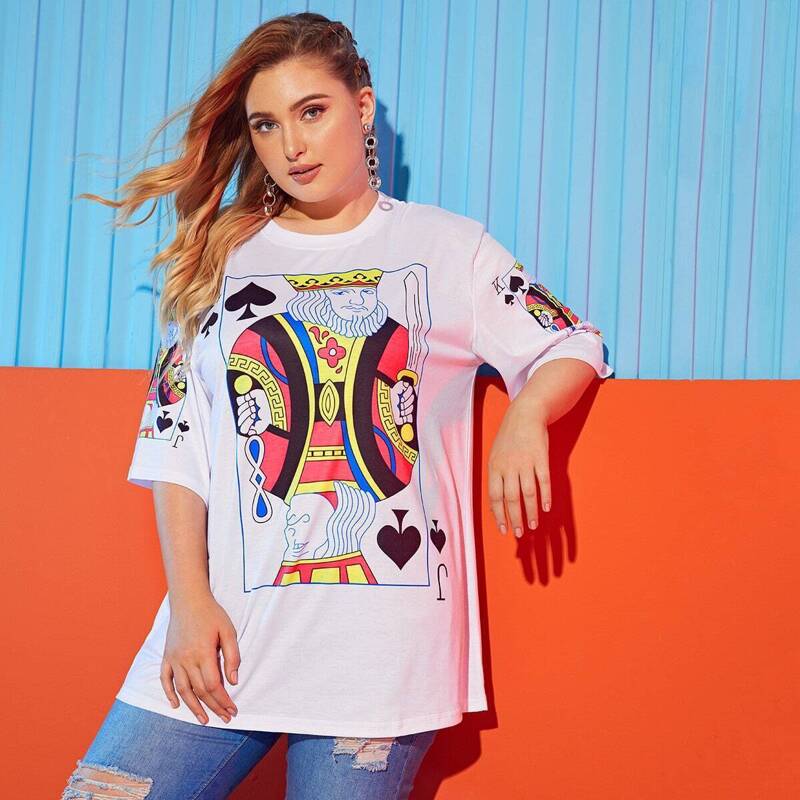 

Plus Poker Card Print Tee, White