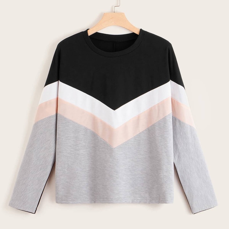 

Plus Color-block Chevron Pullover, Multicolor