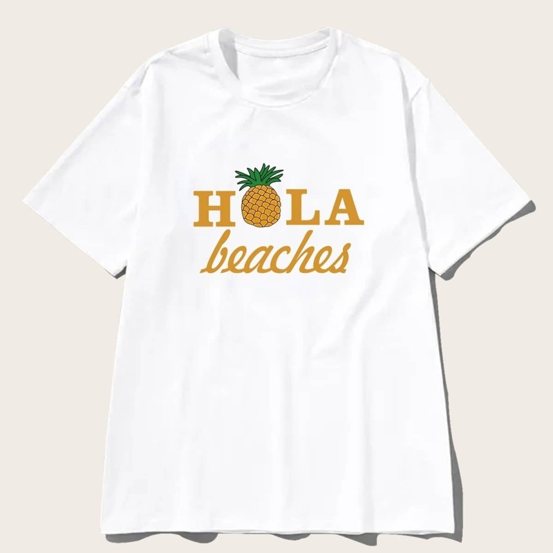 

Guys Letter & Pineapple Print Tee, White