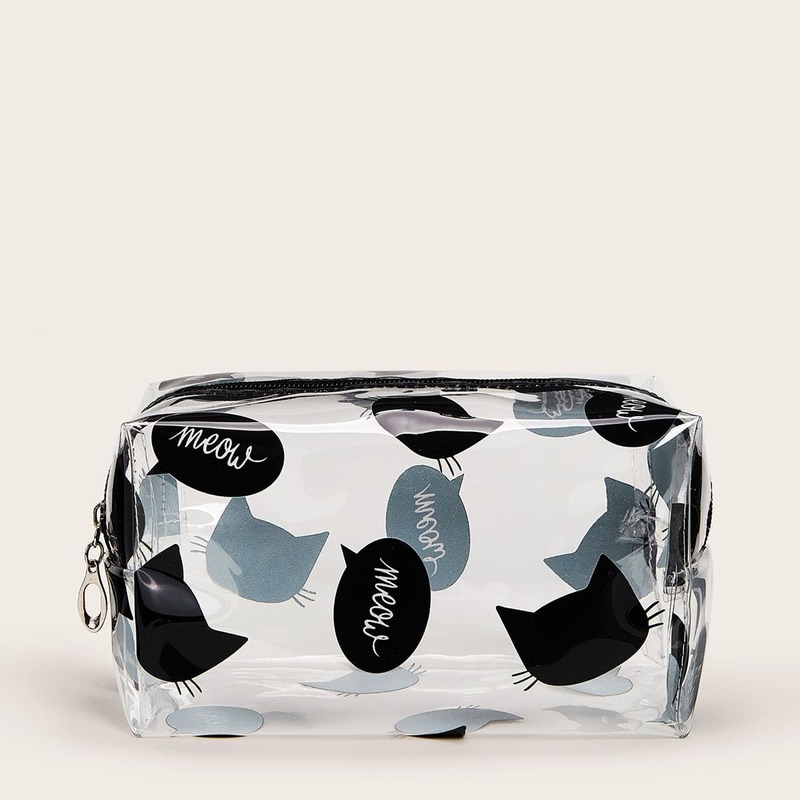 

Cartoon Pattern Transparent Makeup Bag, Multicolor