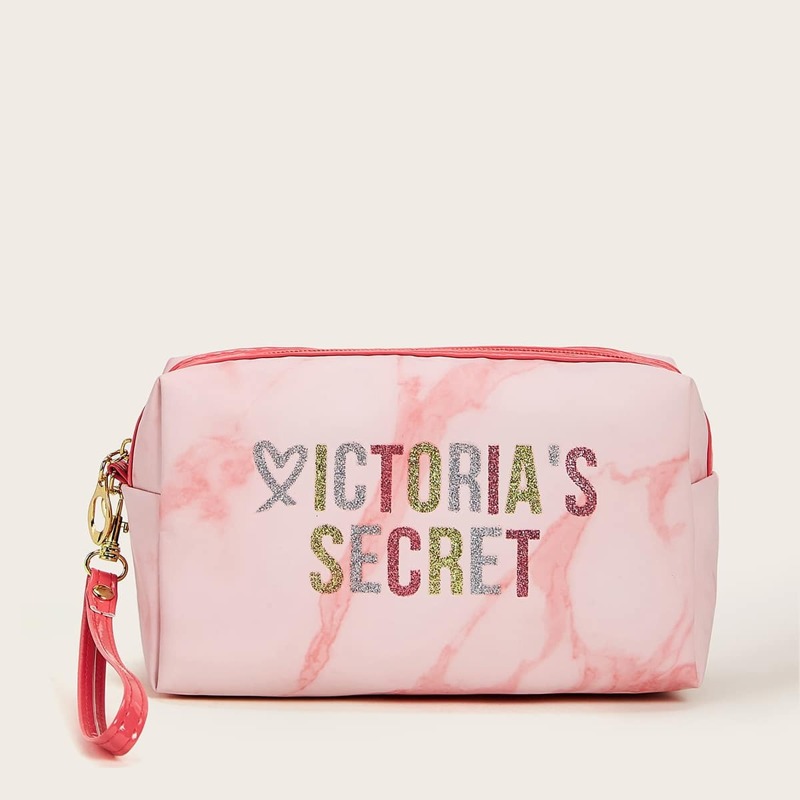

Letter & Marble Pattern Makeup Bag, Multicolor
