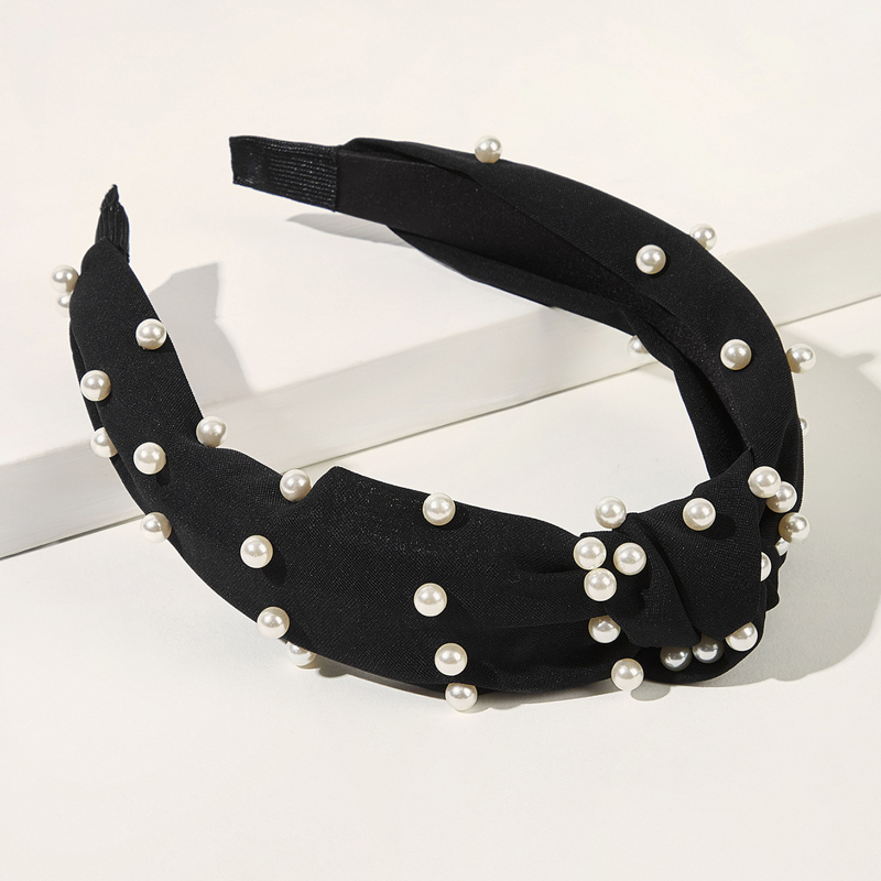 

Faux Pearl & Knot Decor Headband, Black